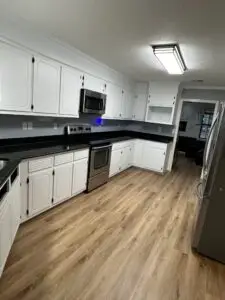 Cabinet installation and design with lvp flooring installation