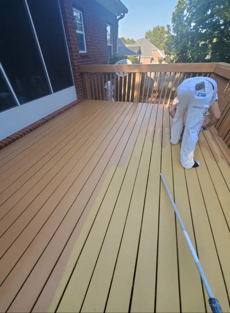 Deck restoration with pressure washing and repair