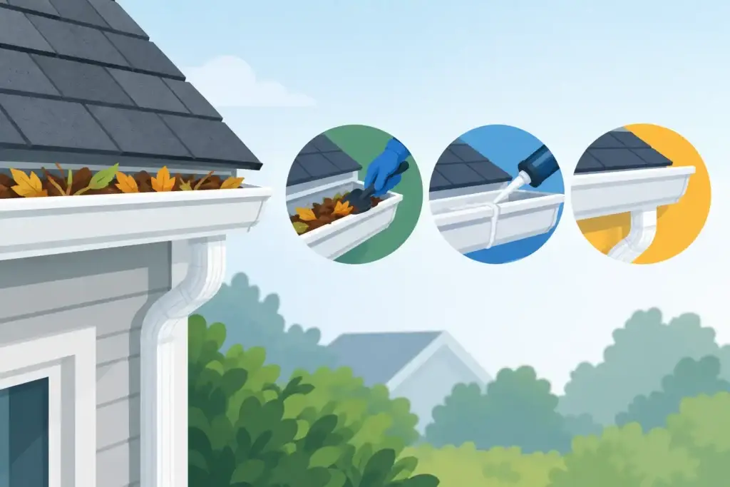 Gutters: When Cleaning, Repair, or Replacement Wins
