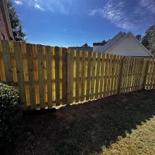 Shadowbox privacy fencing installation in Evans Georgia